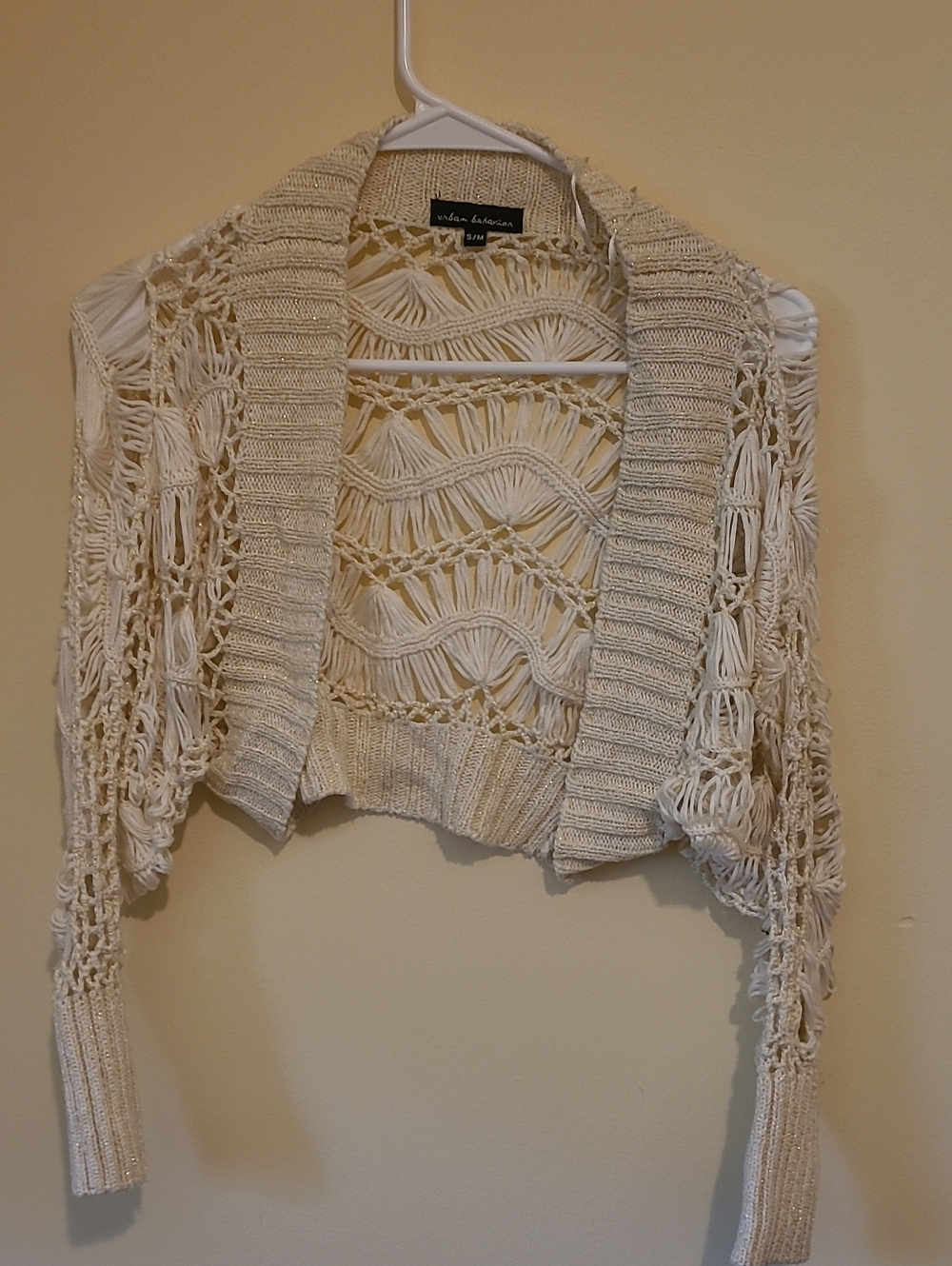 Urban Behavior Cream Open-Knit Cropped Cardigan